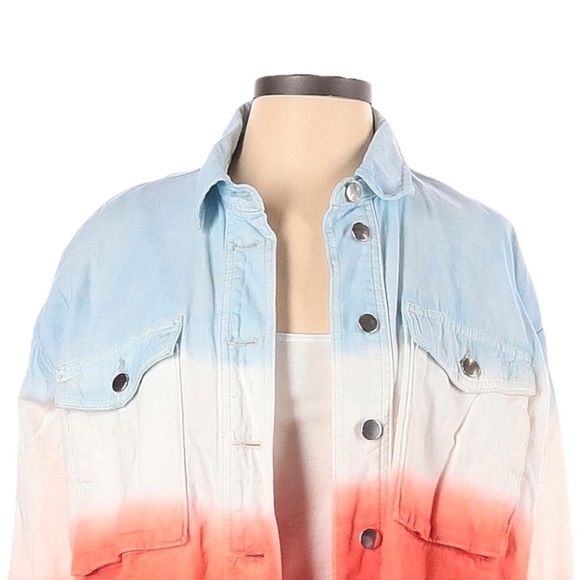 Topshop Ombre Lightweight Shacket Jean Jacket Size S Petite NWT - Picture 3 of 11
